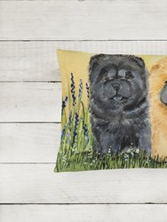 12 in x 16 in  Outdoor Throw Pillow Chow Chow on Patio Canvas Fabric Decorative Pillow