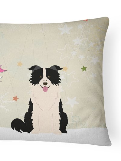 Caroline's Treasures 12 in x 16 in  Outdoor Throw Pillow Christmas Presents between Friends Border Collie - Black and White Canvas Fabric Decorative Pillow product