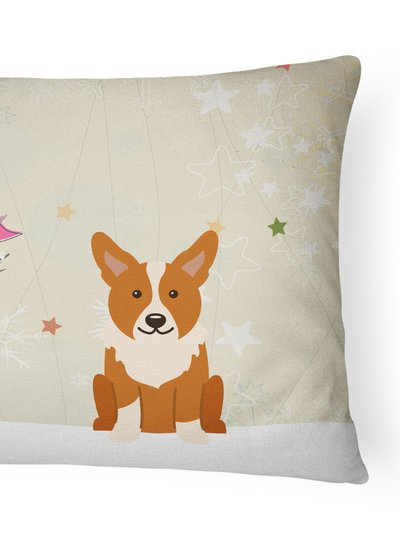 Caroline's Treasures 12 in x 16 in  Outdoor Throw Pillow Christmas Presents between Friends Corgi Canvas Fabric Decorative Pillow product