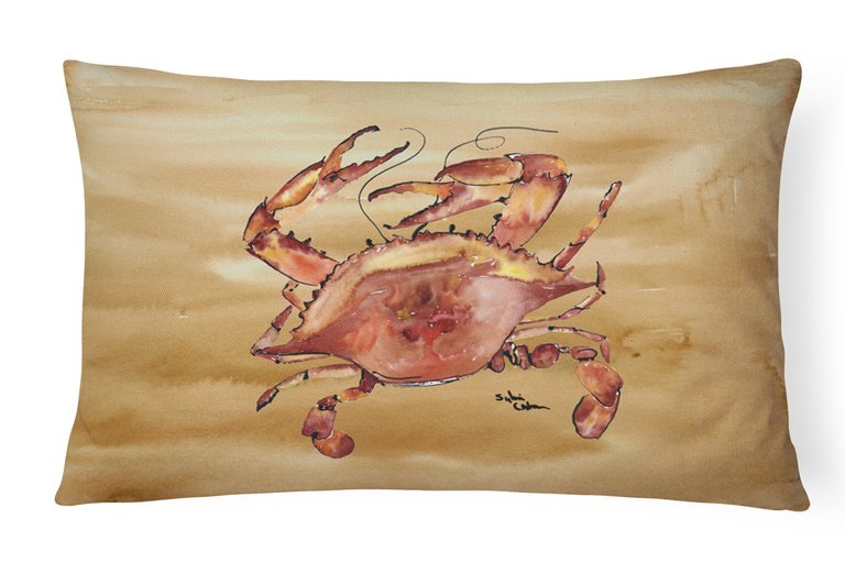 12 in x 16 in  Outdoor Throw Pillow Cooked Crab Sandy Beach Canvas Fabric Decorative Pillow