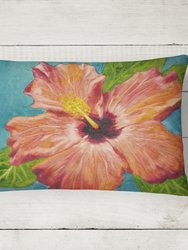 12 in x 16 in  Outdoor Throw Pillow Coral Hibiscus by Malenda Trick Canvas Fabric Decorative Pillow