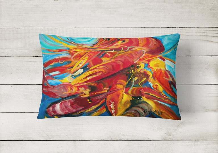 12 in x 16 in  Outdoor Throw Pillow Crawfish Canvas Fabric Decorative Pillow