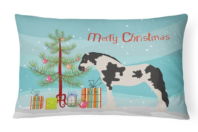 12 in x 16 in  Outdoor Throw Pillow Cyldesdale Horse Christmas Canvas Fabric Decorative Pillow