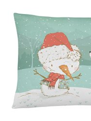 12 in x 16 in  Outdoor Throw Pillow Dalmatian and Snowman Christmas Canvas Fabric Decorative Pillow