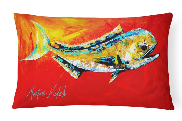 12 in x 16 in  Outdoor Throw Pillow Danny Dolphin Fish Canvas Fabric Decorative Pillow