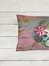 12 in x 16 in  Outdoor Throw Pillow Day of the Dead Skull Flowers Canvas Fabric Decorative Pillow