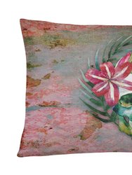 12 in x 16 in  Outdoor Throw Pillow Day of the Dead Skull Flowers Canvas Fabric Decorative Pillow - Brown