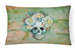 12 in x 16 in  Outdoor Throw Pillow Day of the Dead Skull with Flowers Canvas Fabric Decorative Pillow - Brown