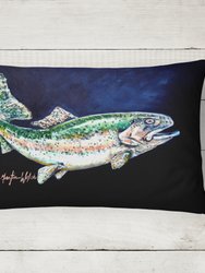 12 in x 16 in  Outdoor Throw Pillow Deep Blue Rainbow Trout Canvas Fabric Decorative Pillow