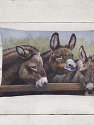 12 in x 16 in  Outdoor Throw Pillow Donkeys by Daphne Baxter Canvas Fabric Decorative Pillow
