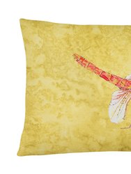 12 in x 16 in  Outdoor Throw Pillow Dragonfly on Yellow Canvas Fabric Decorative Pillow