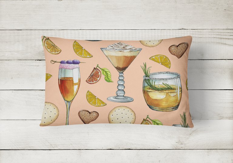 12 in x 16 in  Outdoor Throw Pillow Drinks and Cocktails Peach Canvas Fabric Decorative Pillow