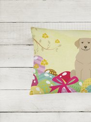 12 in x 16 in  Outdoor Throw Pillow Easter Eggs Yellow Labrador Canvas Fabric Decorative Pillow