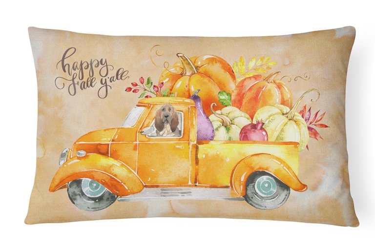 12 in x 16 in  Outdoor Throw Pillow Fall Harvest Bloodhound Canvas Fabric Decorative Pillow