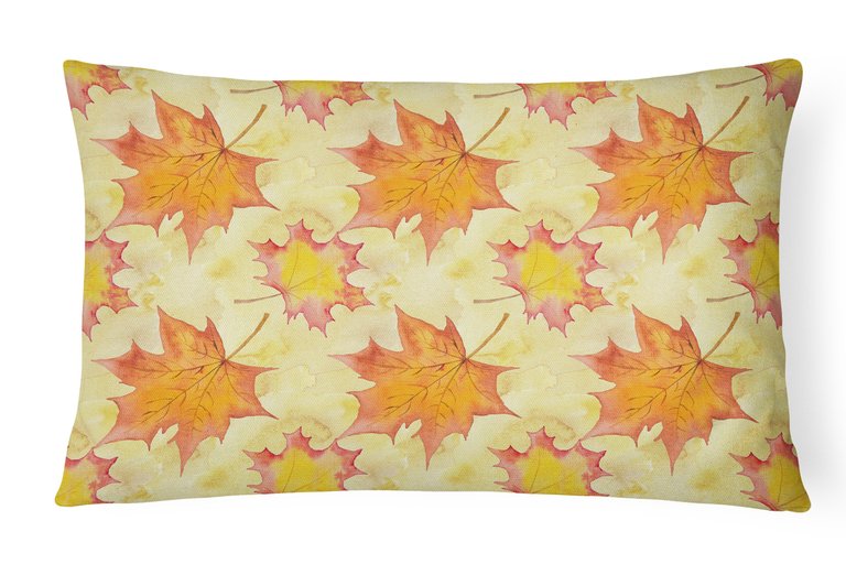 12 in x 16 in  Outdoor Throw Pillow Fall Leaves Scattered Canvas Fabric Decorative Pillow