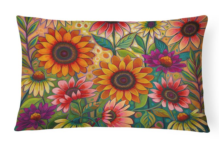 12 in x 16 in  Outdoor Throw Pillow Fall Sunflower Surprise Canvas Fabric Decorative Pillow