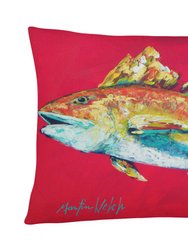 12 in x 16 in  Outdoor Throw Pillow Fish - Red Fish Woo Hoo Canvas Fabric Decorative Pillow