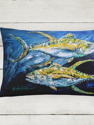 12 in x 16 in  Outdoor Throw Pillow Fish - Tuna Tuna Blue Canvas Fabric Decorative Pillow