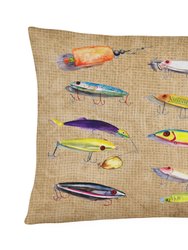 12 in x 16 in  Outdoor Throw Pillow Fishing Lures Canvas Fabric Decorative Pillow