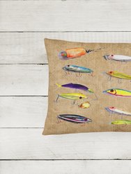 12 in x 16 in  Outdoor Throw Pillow Fishing Lures Canvas Fabric Decorative Pillow