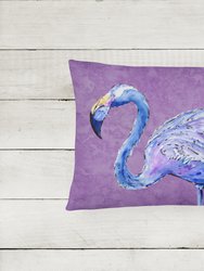 12 in x 16 in  Outdoor Throw Pillow Flamingo on Purple Canvas Fabric Decorative Pillow