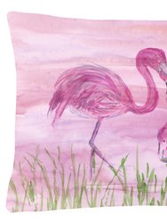 12 in x 16 in  Outdoor Throw Pillow Flamingos Canvas Fabric Decorative Pillow
