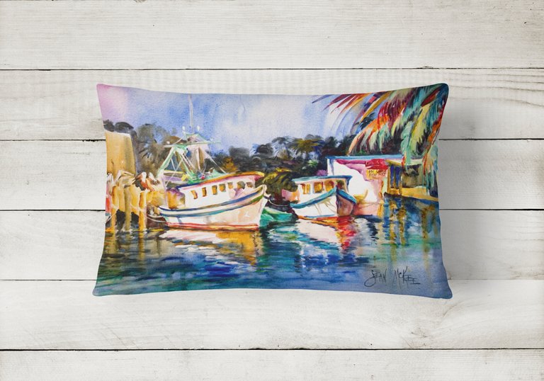 12 in x 16 in  Outdoor Throw Pillow Fly Creek Fish Market Canvas Fabric Decorative Pillow