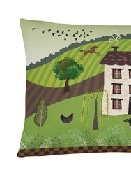 12 in x 16 in  Outdoor Throw Pillow Folk Art Country House Canvas Fabric Decorative Pillow