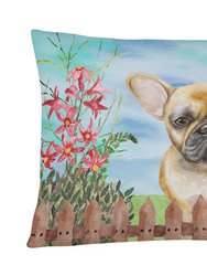 12 in x 16 in  Outdoor Throw Pillow French Bulldog Spring Canvas Fabric Decorative Pillow