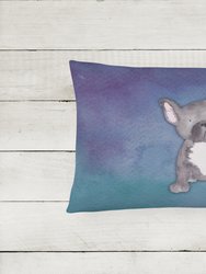 12 in x 16 in  Outdoor Throw Pillow French Bulldog Watercolor Canvas Fabric Decorative Pillow