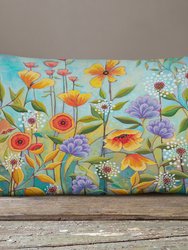 12 in x 16 in  Outdoor Throw Pillow Fresh Air Flowers Canvas Fabric Decorative Pillow