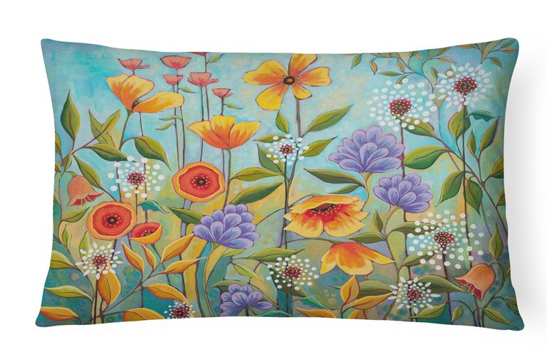 12 in x 16 in  Outdoor Throw Pillow Fresh Air Flowers Canvas Fabric Decorative Pillow