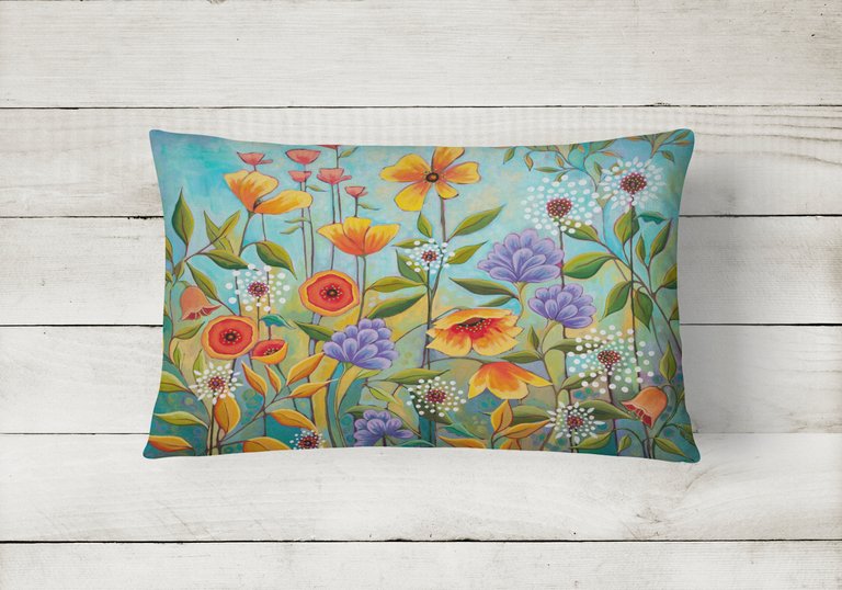 12 in x 16 in  Outdoor Throw Pillow Fresh Air Flowers Canvas Fabric Decorative Pillow