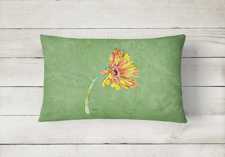 12 in x 16 in  Outdoor Throw Pillow Gerber Daisy Orange Canvas Fabric Decorative Pillow