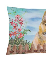 12 in x 16 in  Outdoor Throw Pillow German Shepherd #2 Spring Canvas Fabric Decorative Pillow