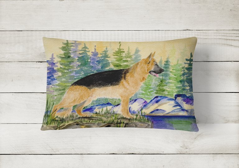 12 in x 16 in  Outdoor Throw Pillow German Shepherd Canvas Fabric Decorative Pillow