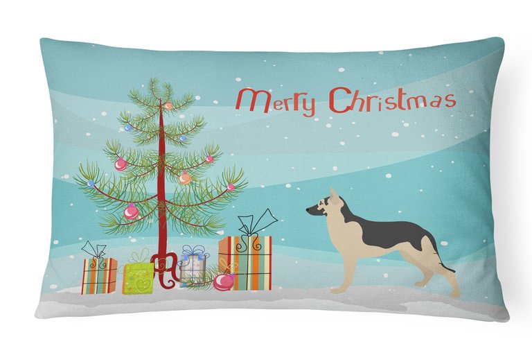 12 in x 16 in  Outdoor Throw Pillow German Shepherd Christmas Canvas Fabric Decorative Pillow