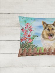 12 in x 16 in  Outdoor Throw Pillow German Shepherd Spring Canvas Fabric Decorative Pillow