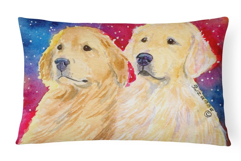 12 in x 16 in  Outdoor Throw Pillow Golden Retriever Canvas Fabric Decorative Pillow