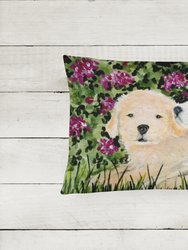 12 in x 16 in  Outdoor Throw Pillow Golden Retriever Canvas Fabric Decorative Pillow