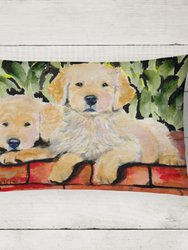 12 in x 16 in  Outdoor Throw Pillow Golden Retriever Canvas Fabric Decorative Pillow