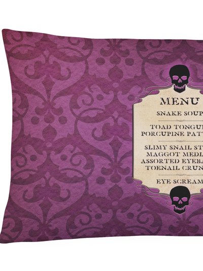 Caroline's Treasures 12 in x 16 in  Outdoor Throw Pillow Goulish Menu including Eye Screen and Snake soup Halloween Canvas Fabric Decorative Pillow product