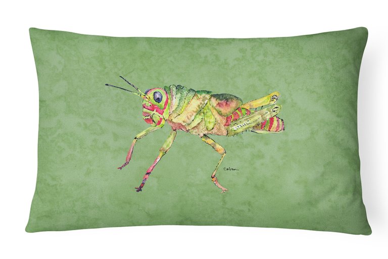 12 in x 16 in  Outdoor Throw Pillow Grasshopper on Avacado Canvas Fabric Decorative Pillow