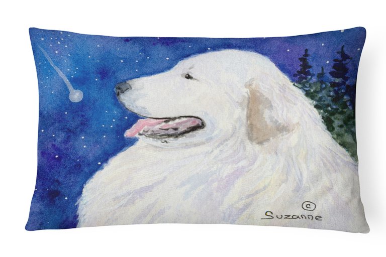 12 in x 16 in  Outdoor Throw Pillow Great Pyrenees Canvas Fabric Decorative Pillow