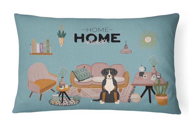12 in x 16 in  Outdoor Throw Pillow Greater Swiss Mountain Dog Sweet Home Canvas Fabric Decorative Pillow