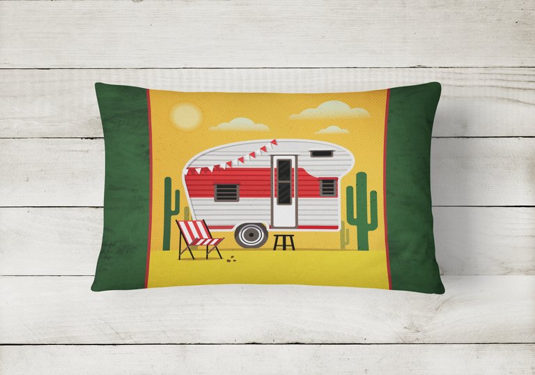 12 in x 16 in  Outdoor Throw Pillow Greatest Adventure Retro Camper Desert Canvas Fabric Decorative Pillow