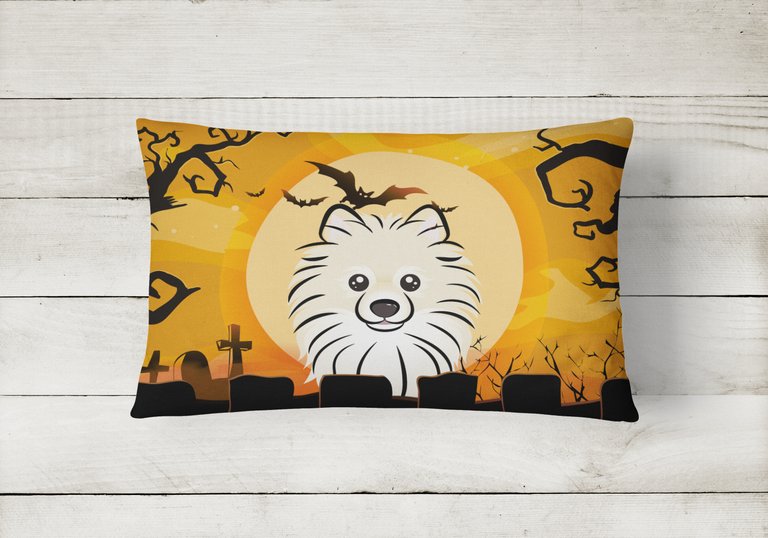 12 in x 16 in  Outdoor Throw Pillow Halloween Pomeranian Canvas Fabric Decorative Pillow