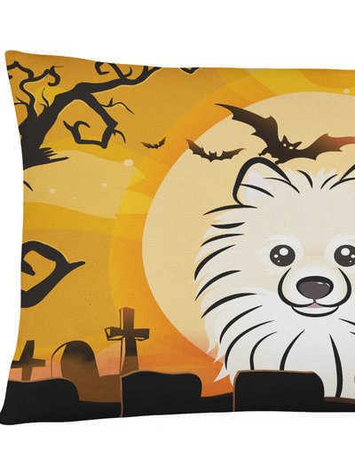 Caroline's Treasures 12 in x 16 in  Outdoor Throw Pillow Halloween Pomeranian Canvas Fabric Decorative Pillow product