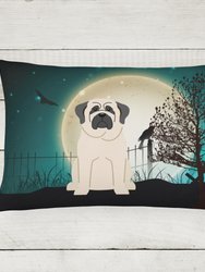 12 in x 16 in  Outdoor Throw Pillow Halloween Scary Mastiff White Canvas Fabric Decorative Pillow