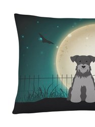 12 in x 16 in  Outdoor Throw Pillow Halloween Scary Miniature Schnauzer Black Silver Canvas Fabric Decorative Pillow